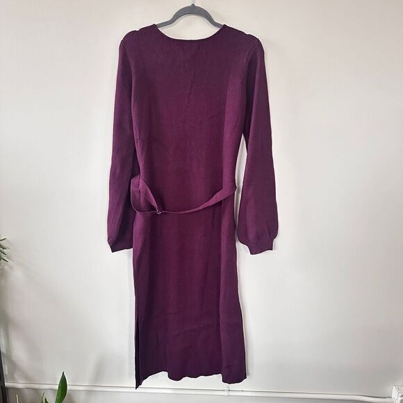 NWT Burgundy Sweater Midi Abigayle Belt Detail Sweater Dress XXL - Picture 6 of 12